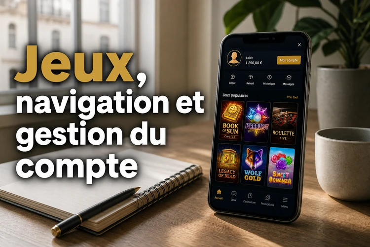Jeux, navigation et gestion du compte
